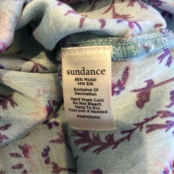 Sundance blue purple floral tassel tie silk blend top size Small - Picture 14 of 15